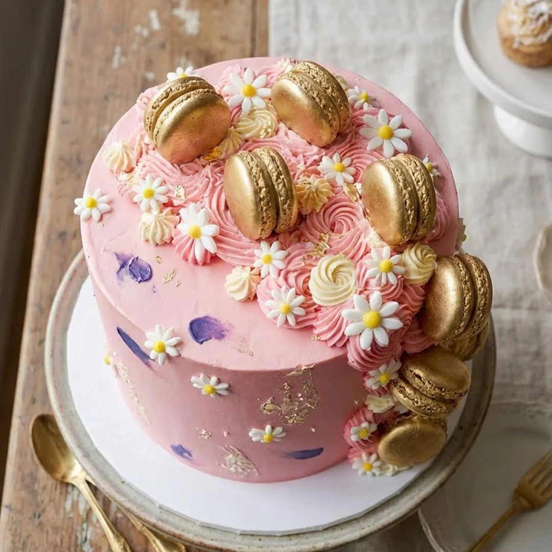 Daisy Gold Macaron Cake