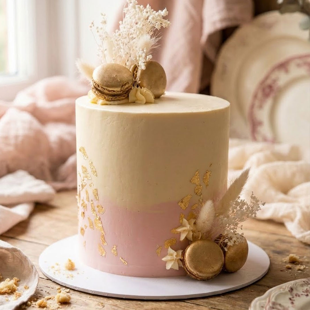 Blush Gold Leaf Cake