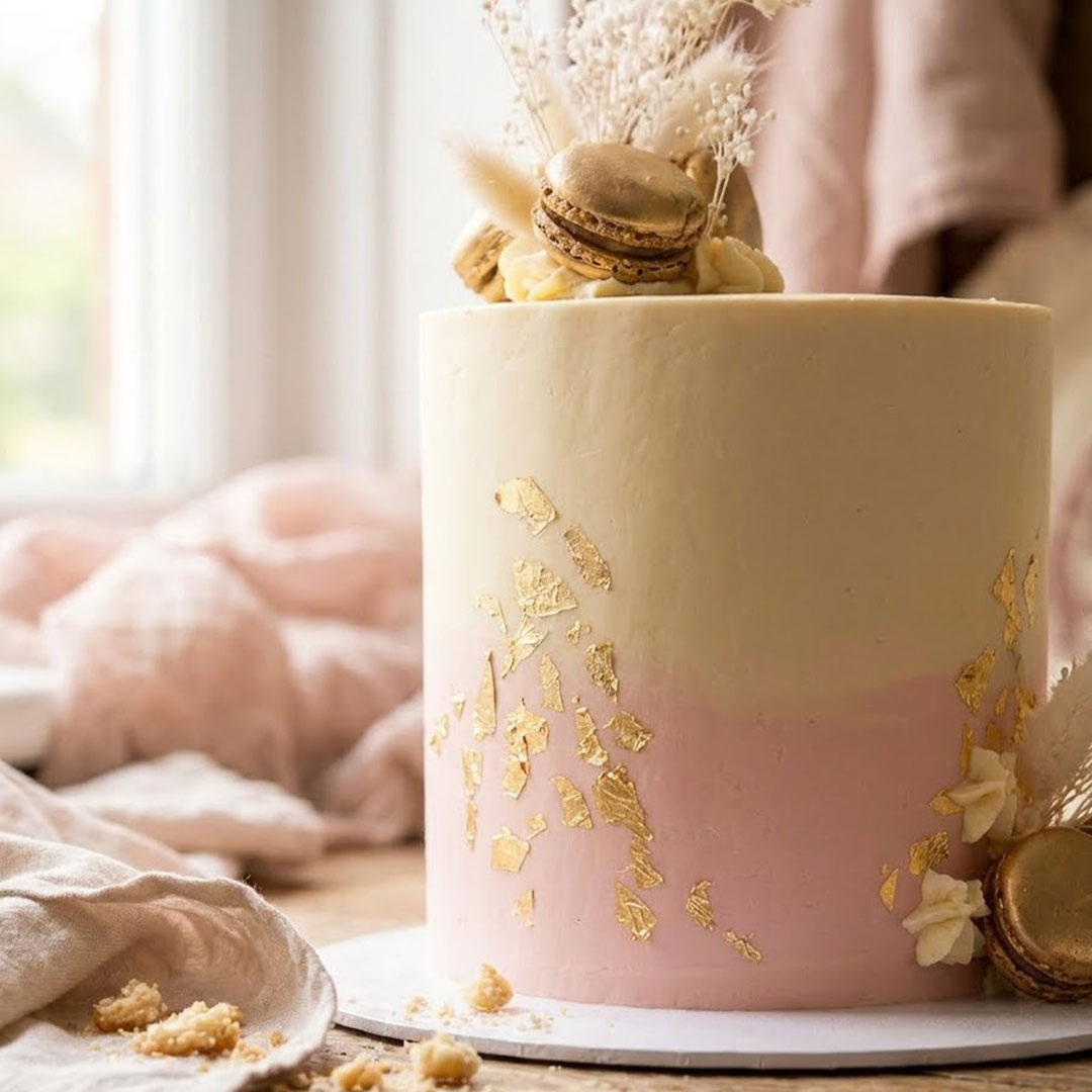 Blush Gold Leaf Cake