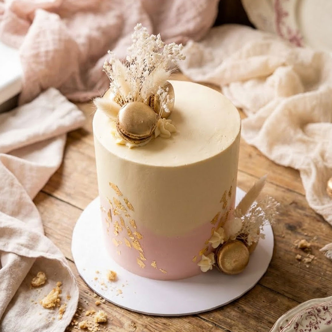Blush Gold Leaf Cake
