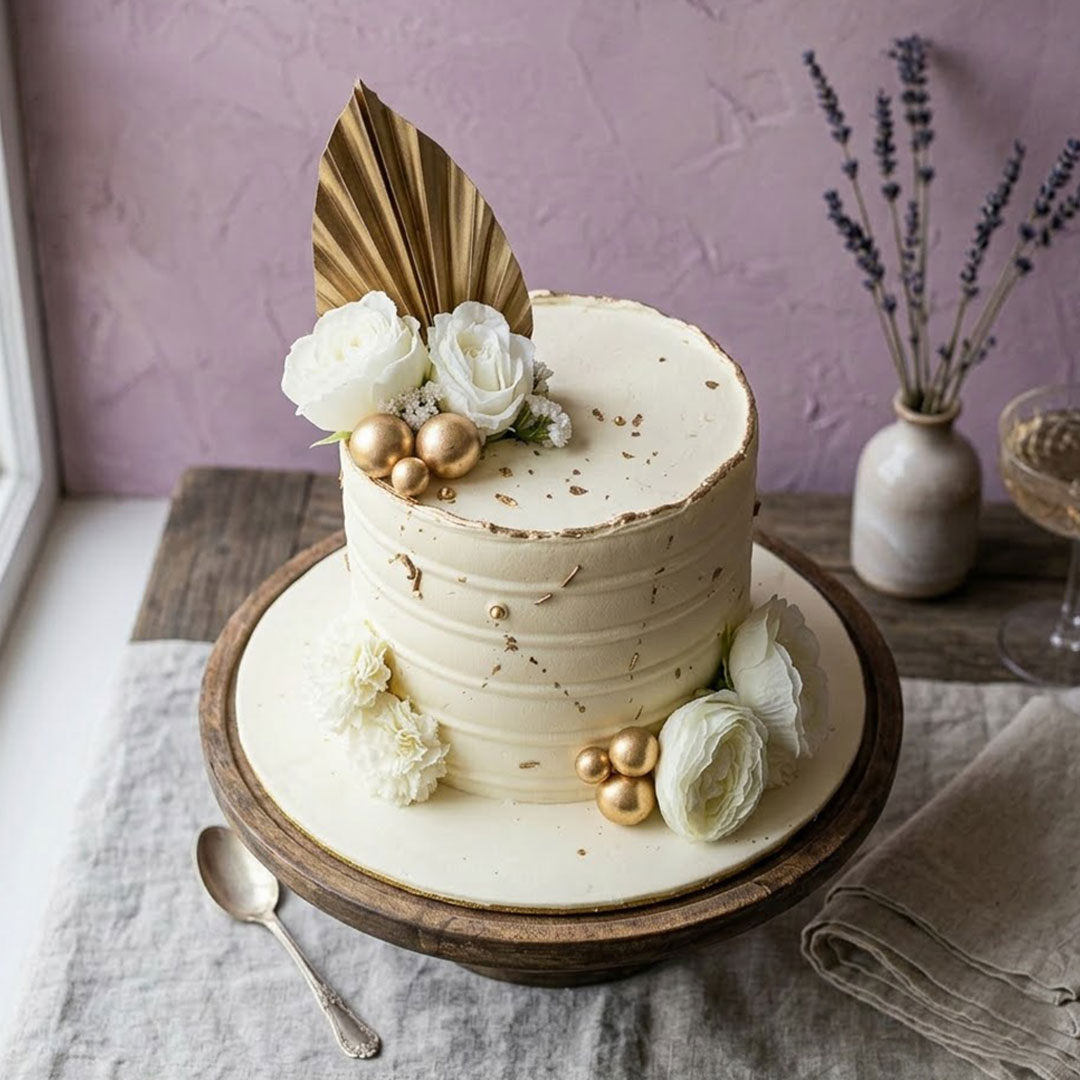 Golden Leaf Elegance Cake