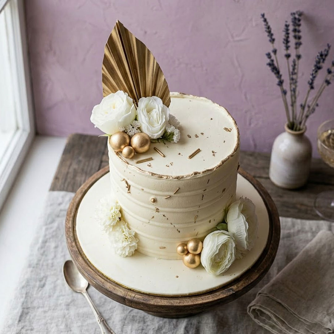 Golden Leaf Elegance Cake
