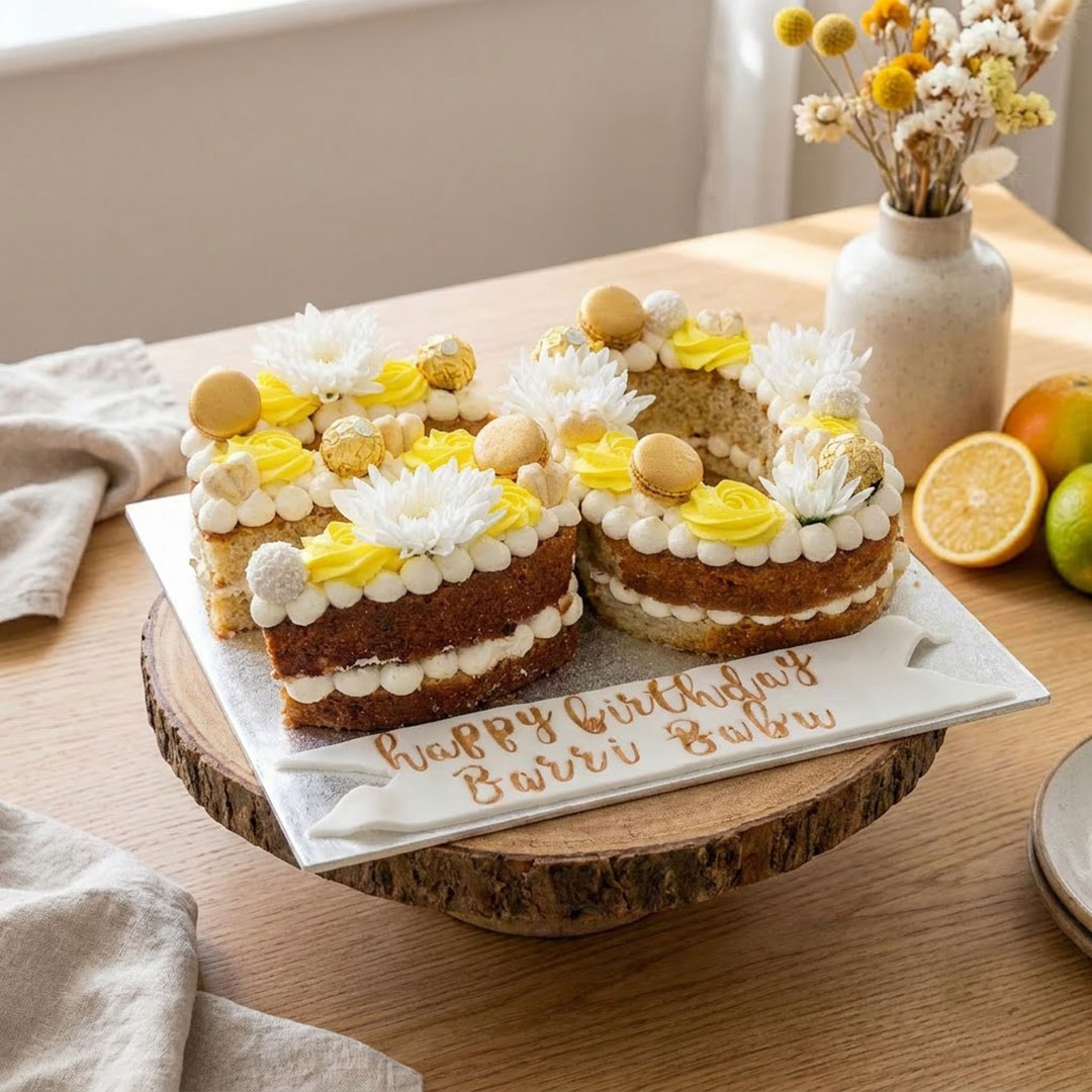 Lemon Daisy Number Cake