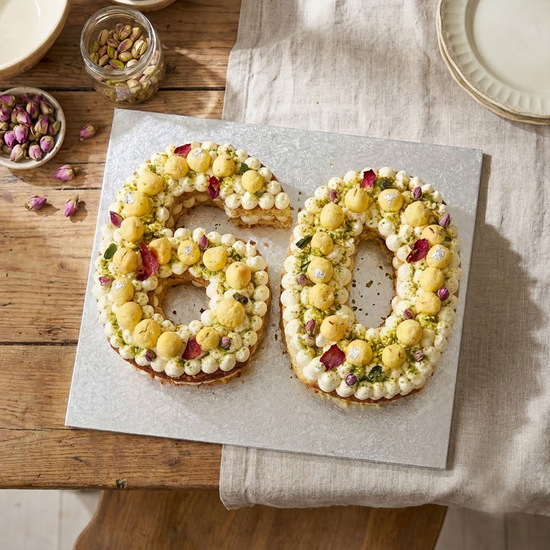 Pistachio Rose Number Cake