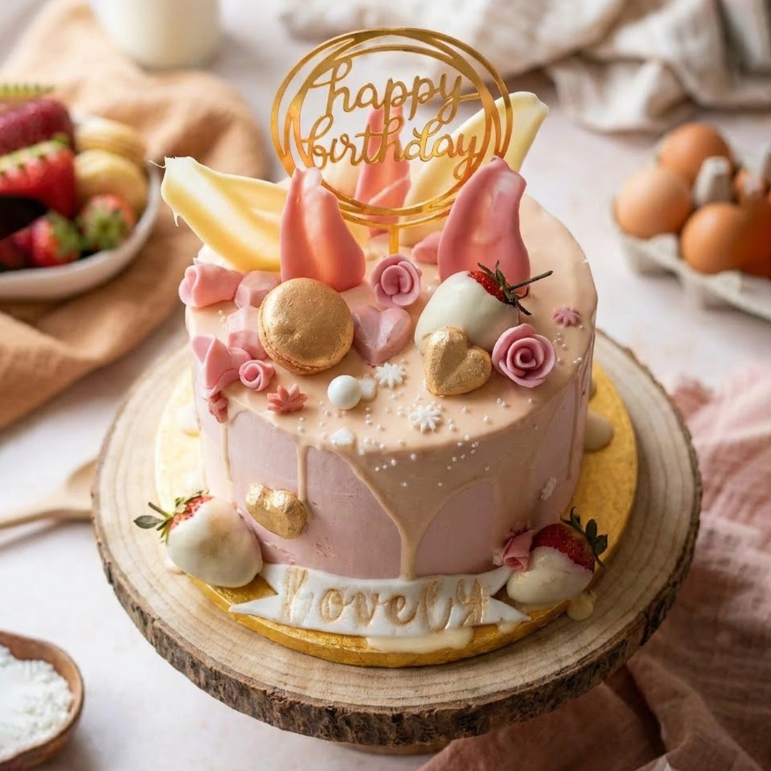 Lovely Pink Drip Cake