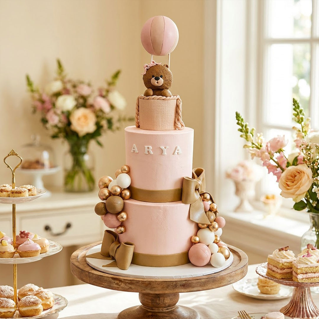 Blush Balloon Bear Cake