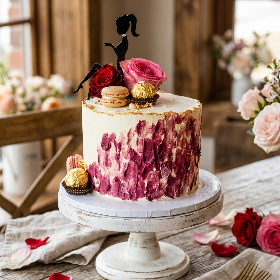 Wine Rose Textured Cake