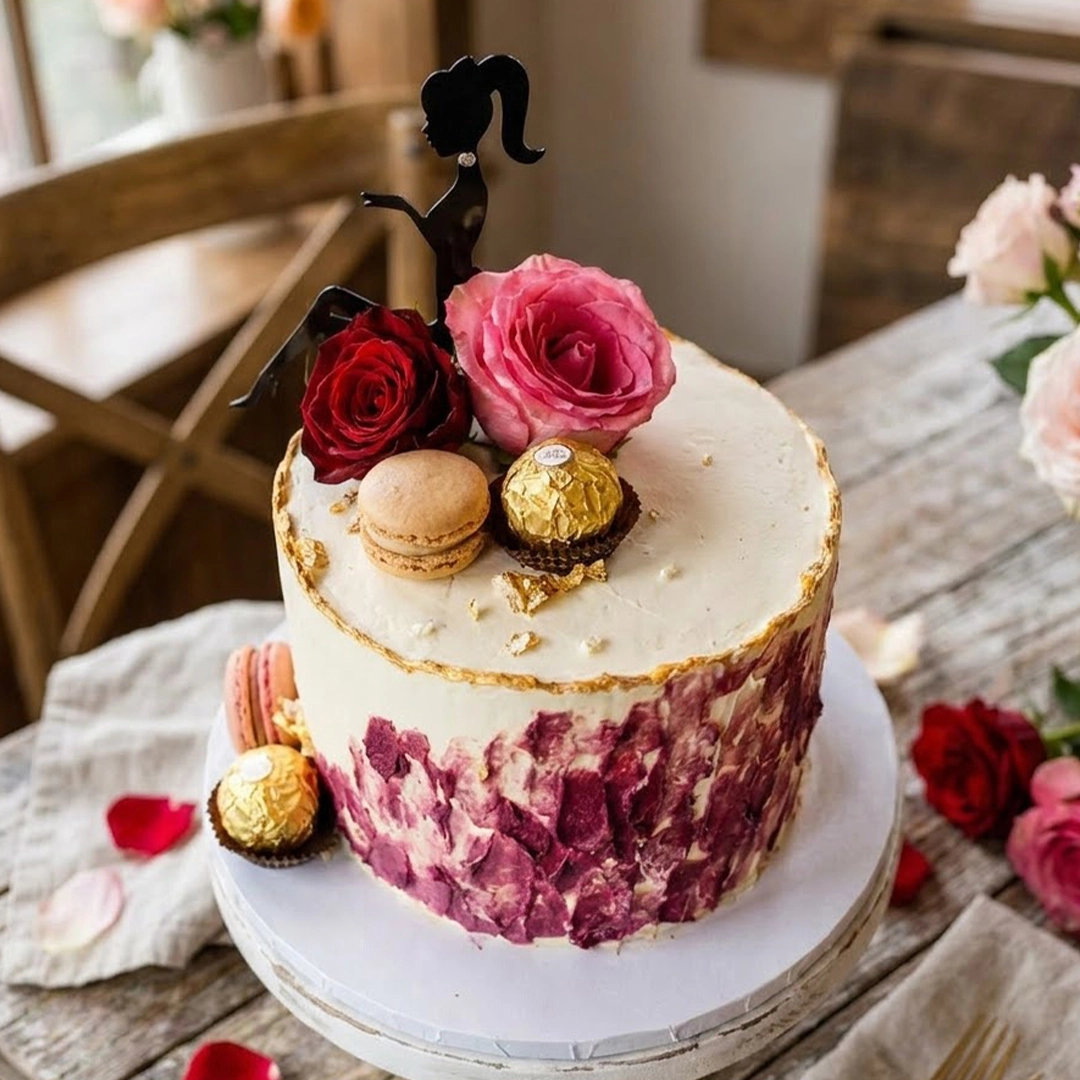Wine Rose Textured Cake