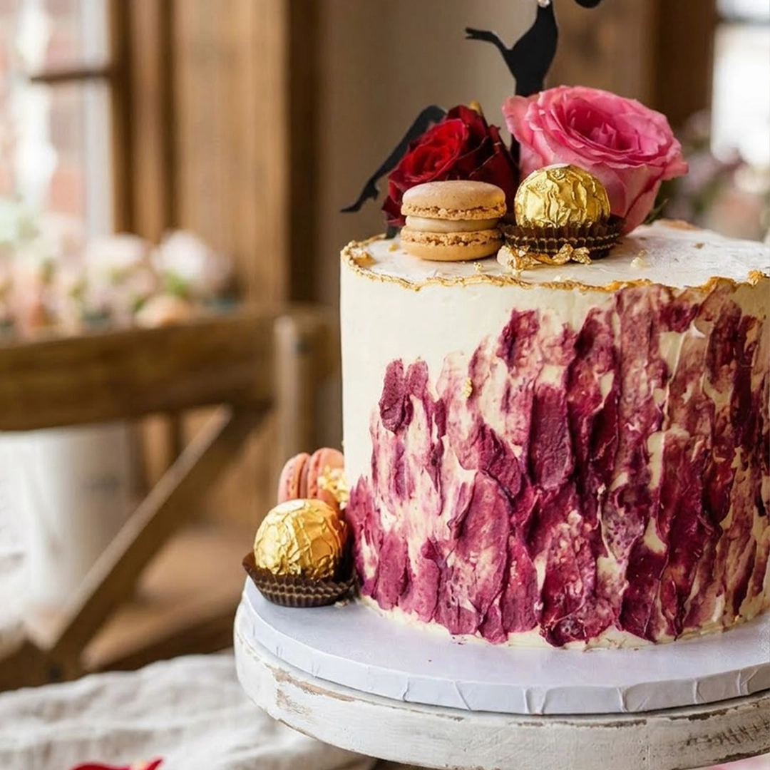 Wine Rose Textured Cake