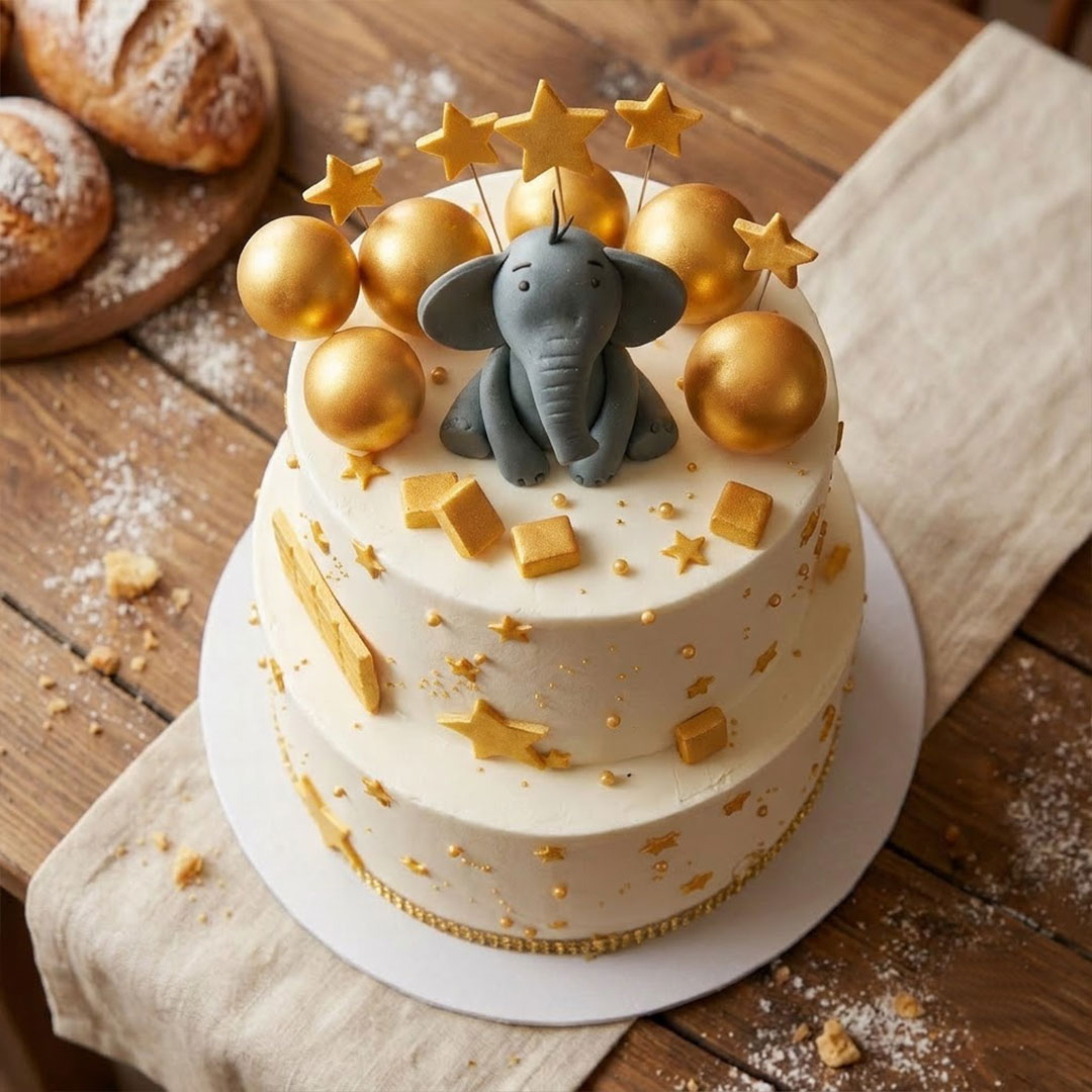 Golden Star Elephant Cake