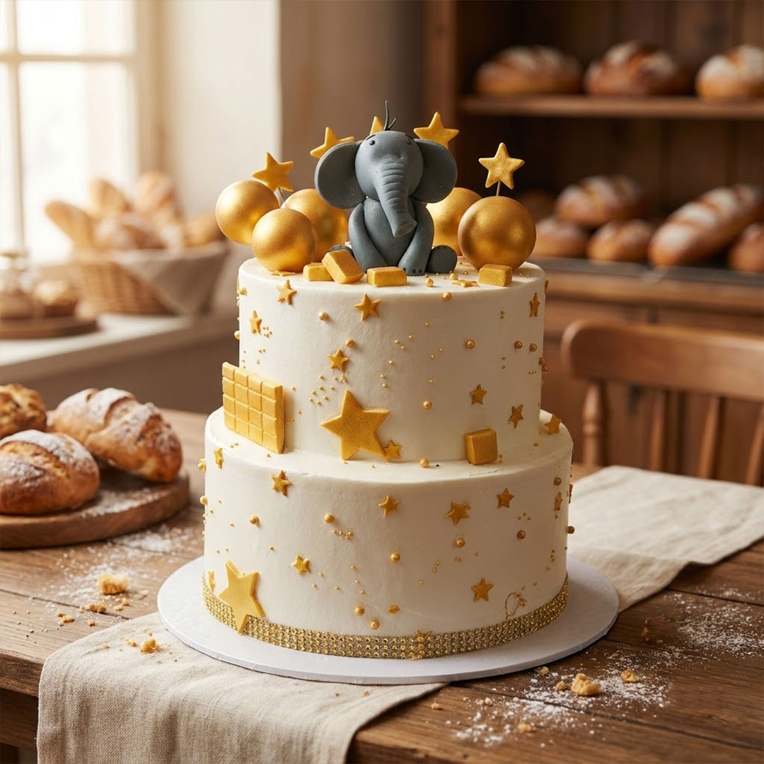 Golden Star Elephant Cake