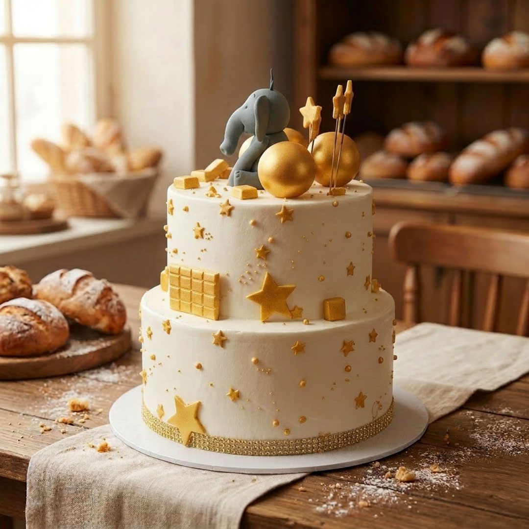 Golden Star Elephant Cake