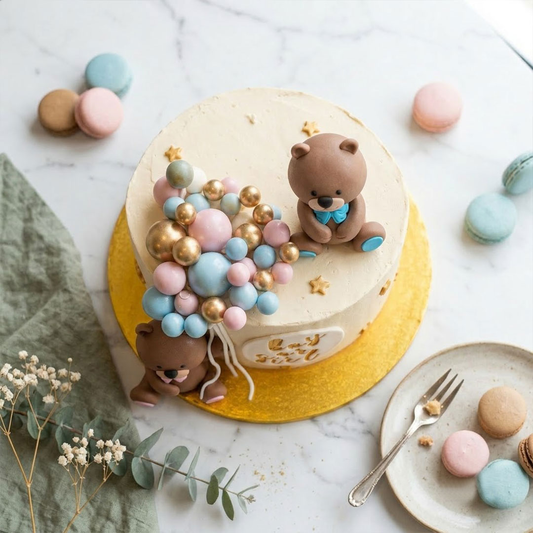 Teddy Bear Gender Reveal Cake