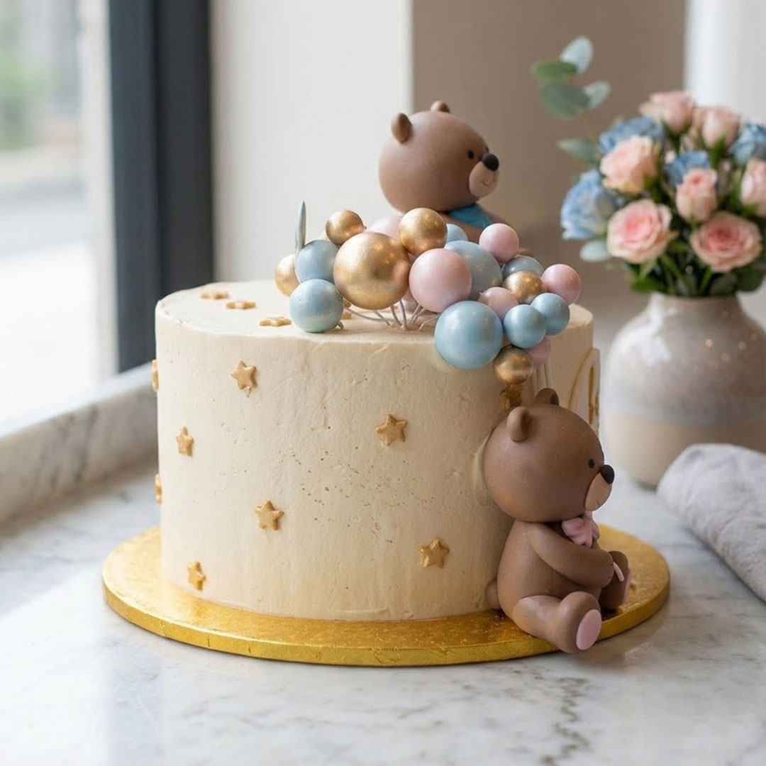 Teddy Bear Gender Reveal Cake