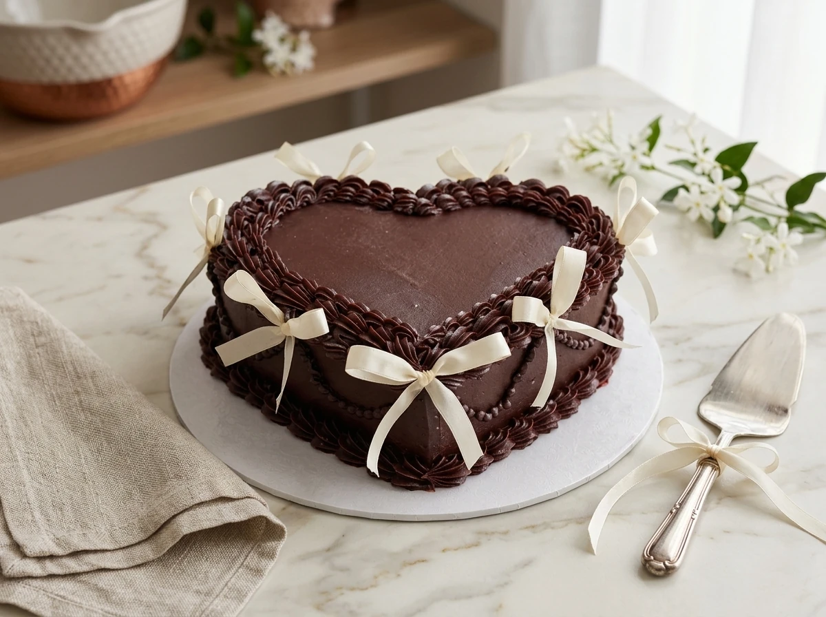 Black & Maroon Heart Cake