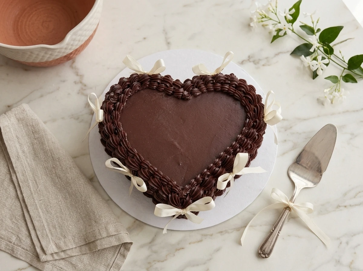 Black & Maroon Heart Cake