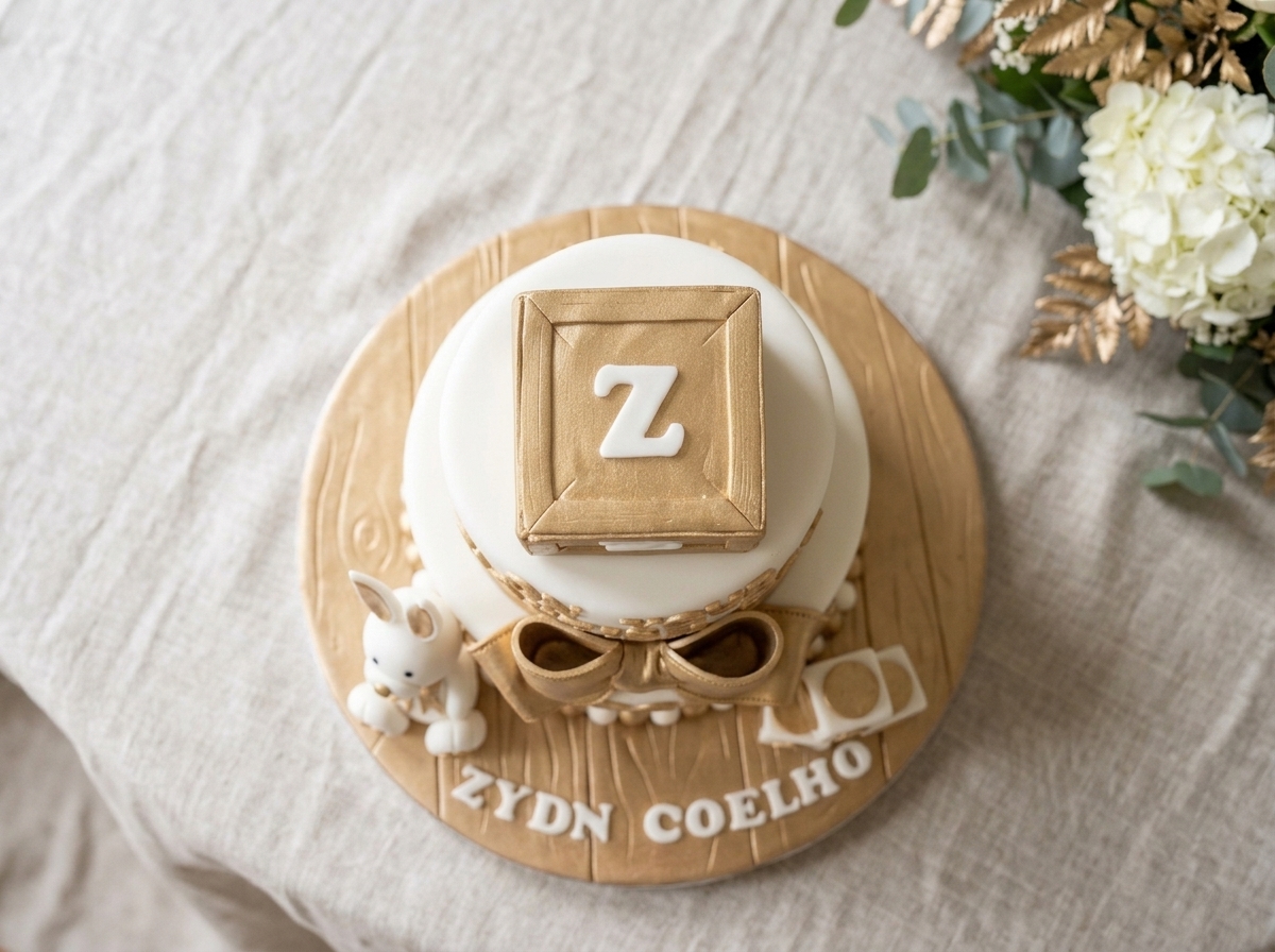 Gold Baptism Blessing Cake