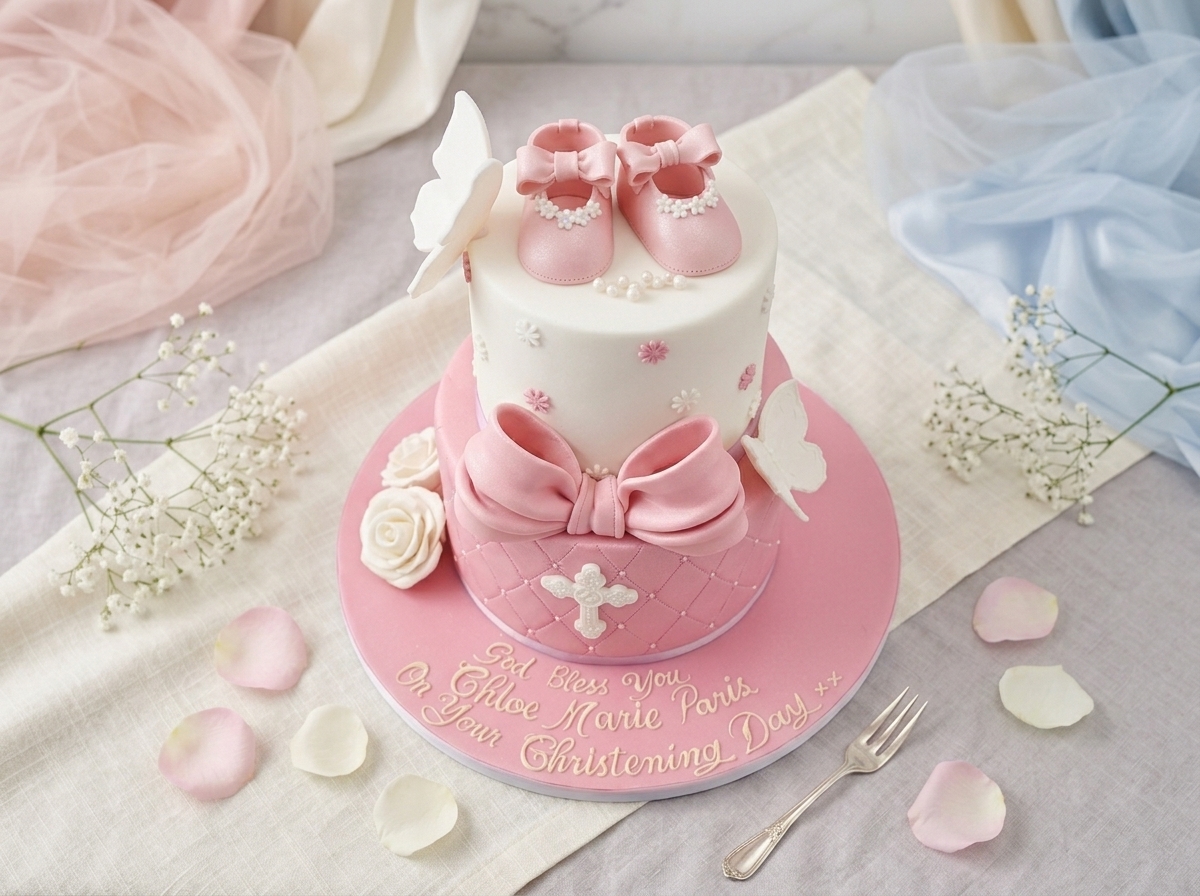 Baby Blessing Pink Cake
