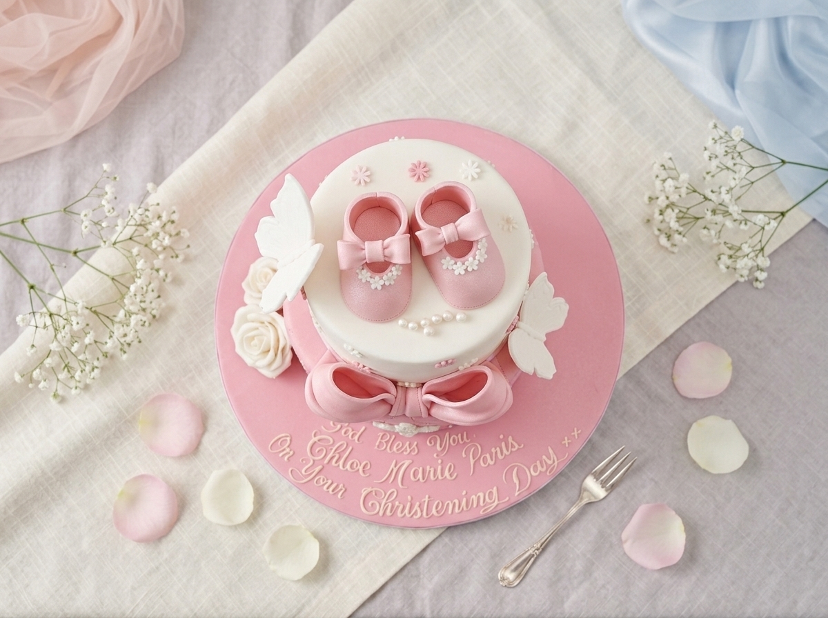 Baby Blessing Pink Cake