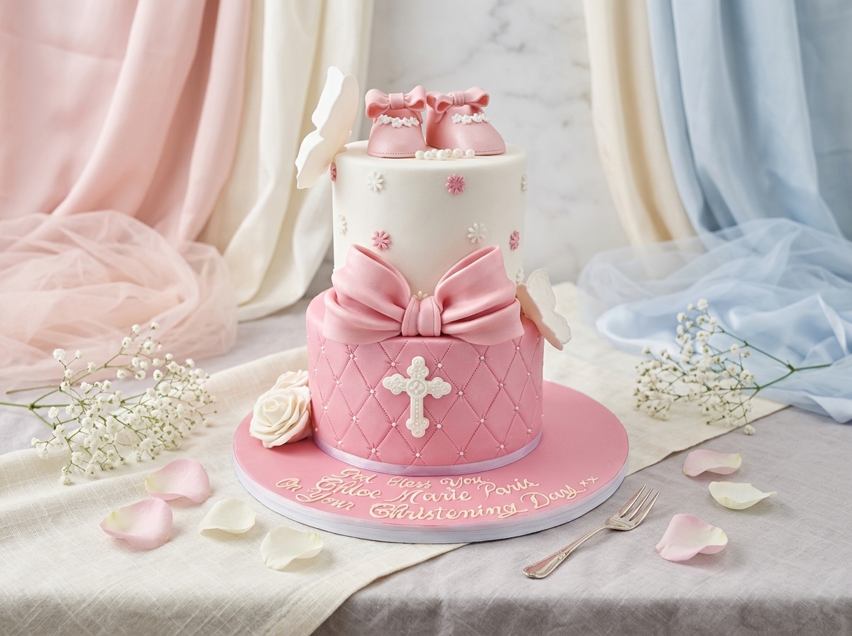 Baby Blessing Pink Cake