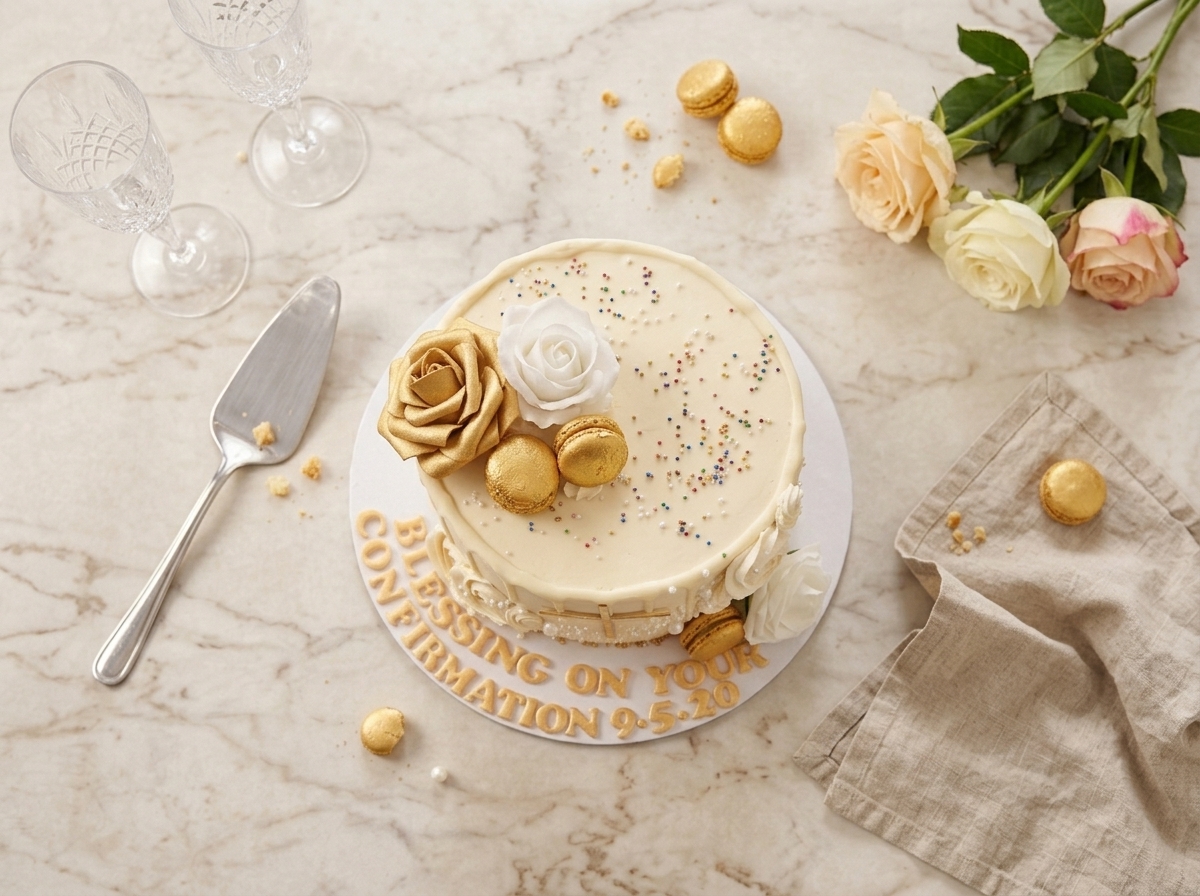 Golden Cross Baptism Cake