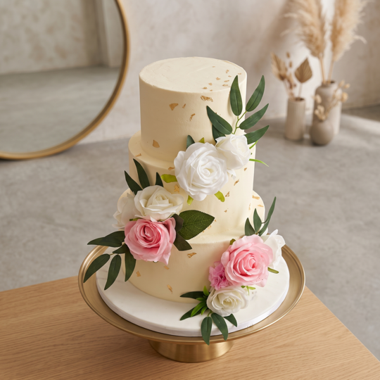 Ivory Cross Flower Cake