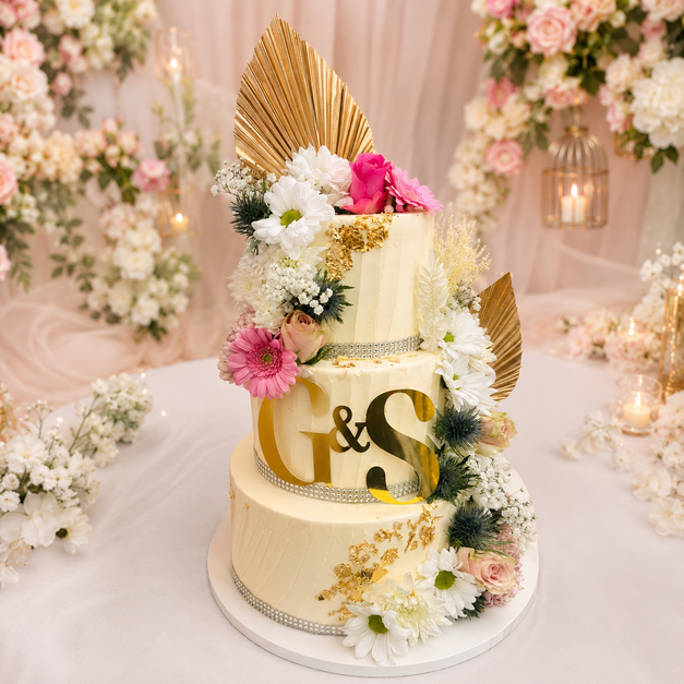 Ivory Daisy Wedding Cake