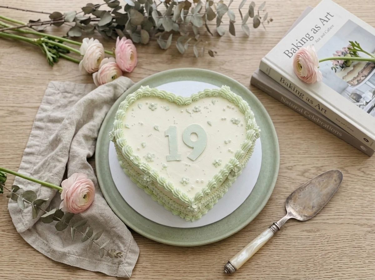 Pastel Green Heart Cake