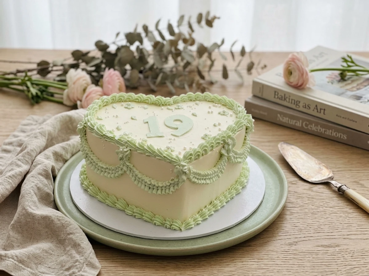 Pastel Green Heart Cake