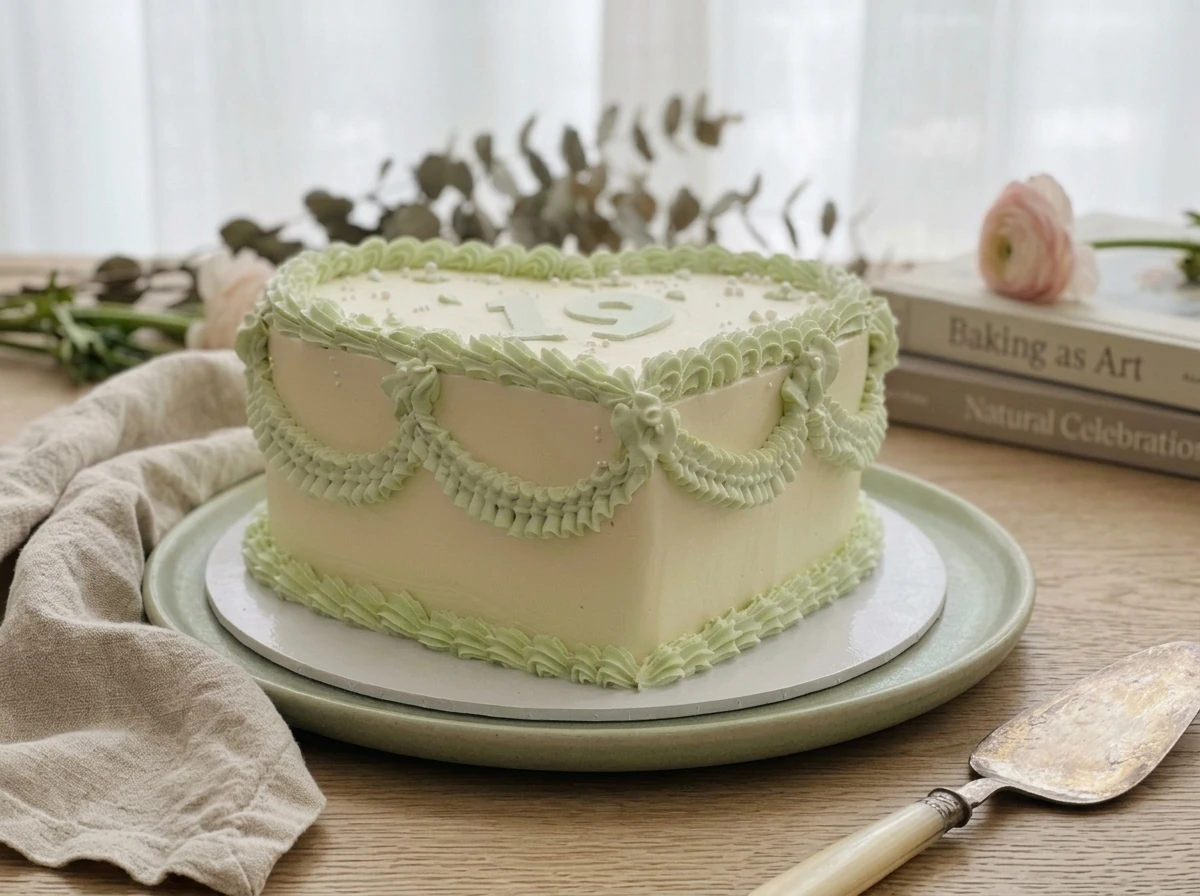 Pastel Green Heart Cake