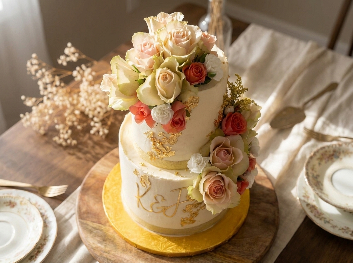 Peach flower cake