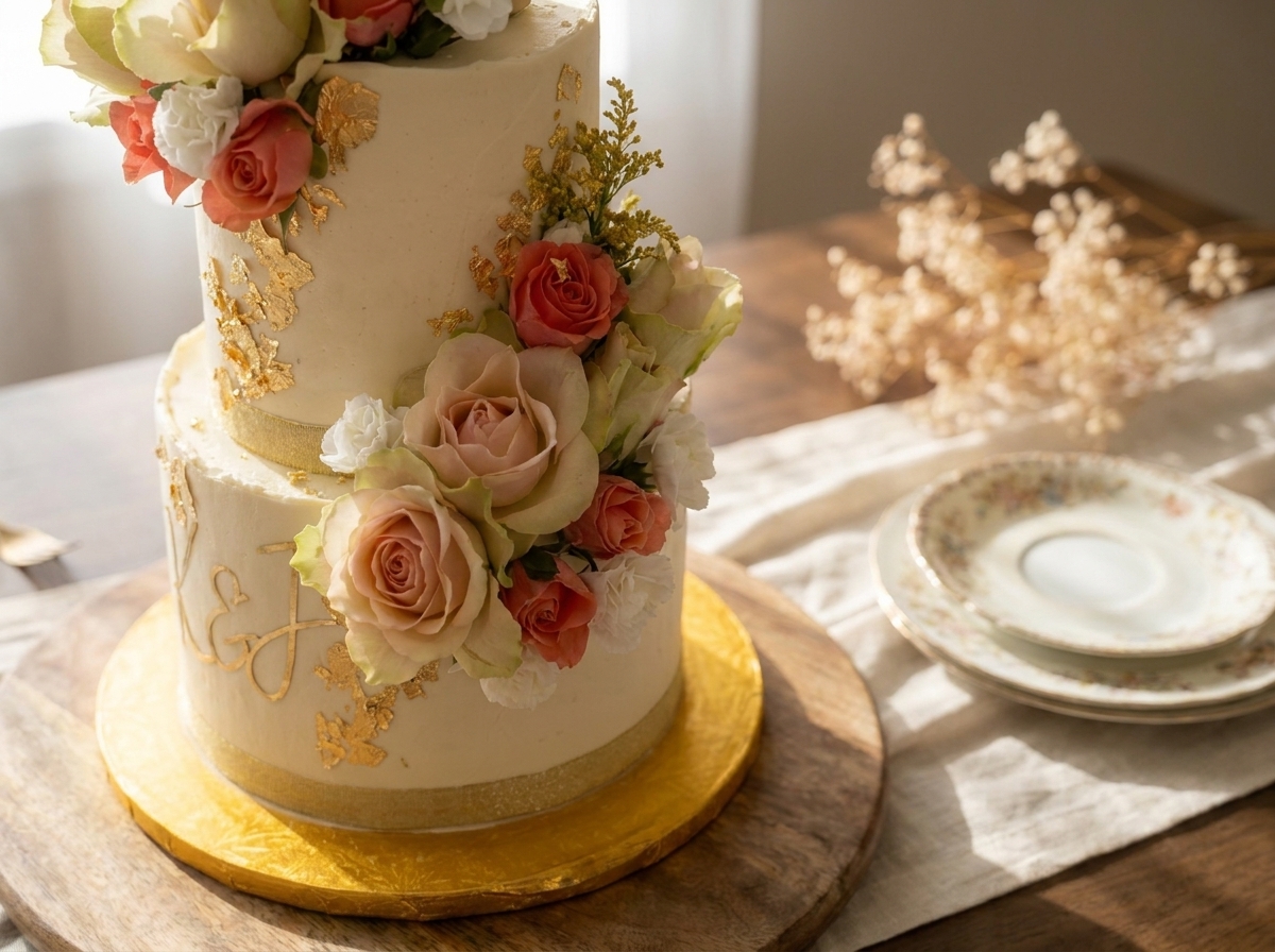 Peach flower cake