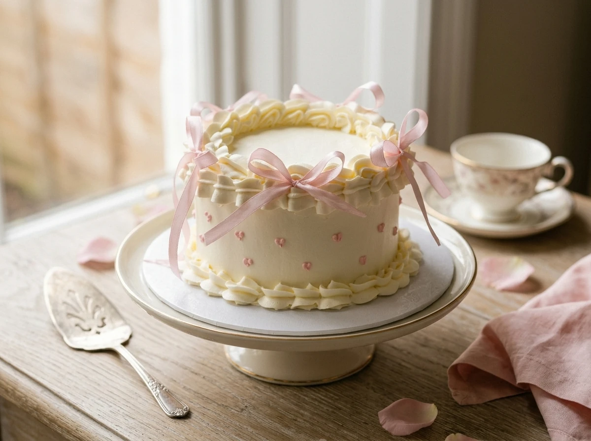 handcrafted Pink Bow Cake