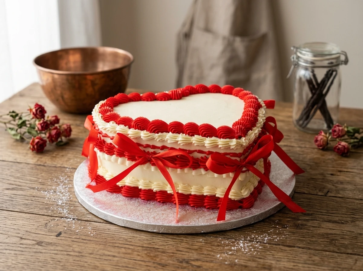 Red & White Bow Cake