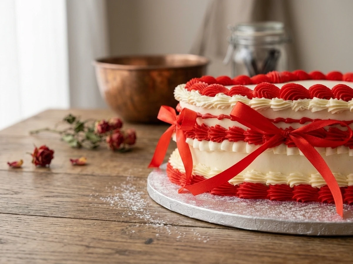 Red & White Bow Cake
