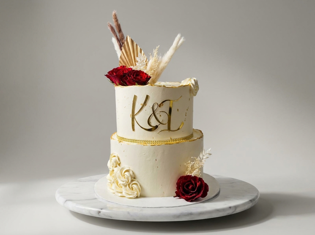 Ivory Red Roses Cake