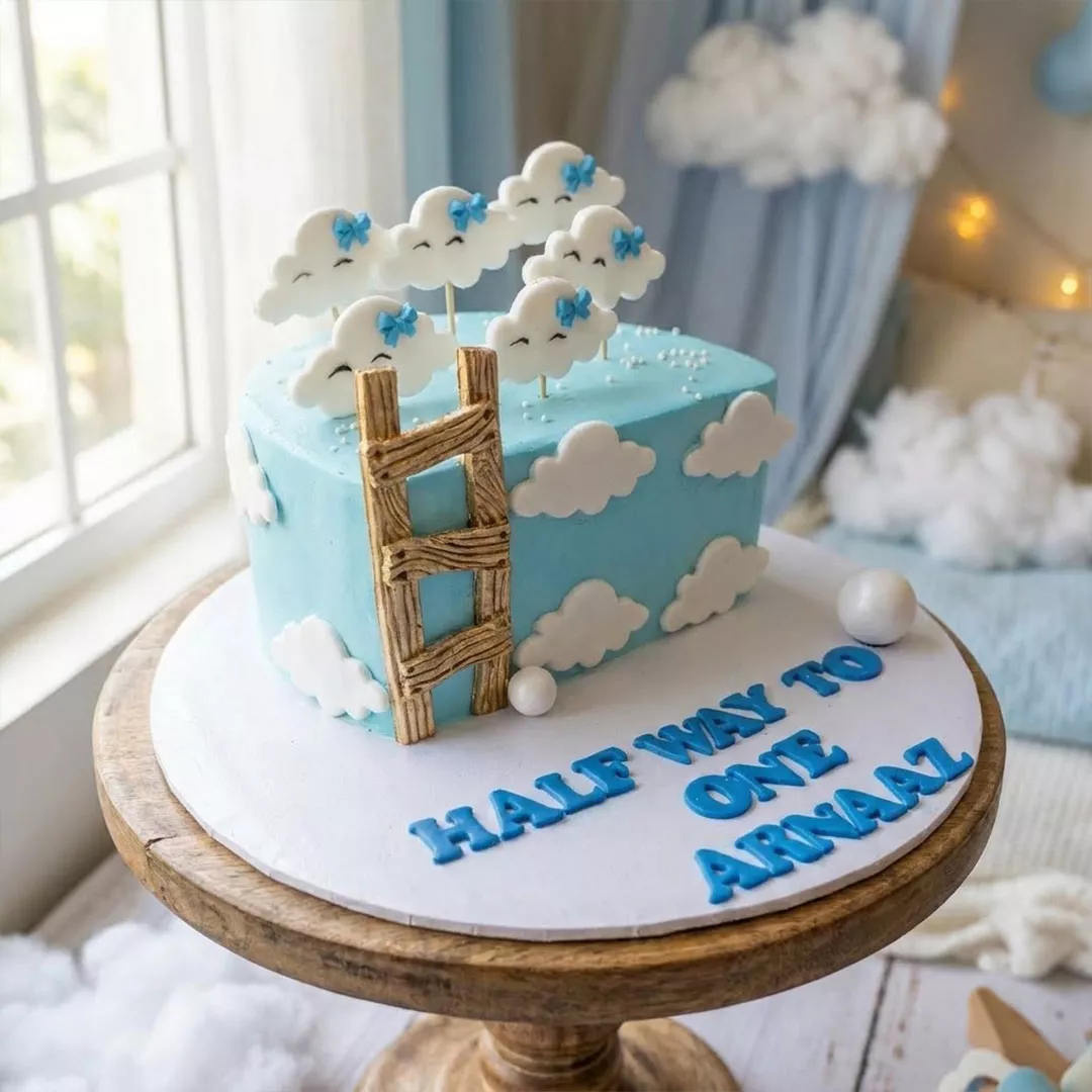 Blue Skies Half Birthday Cake