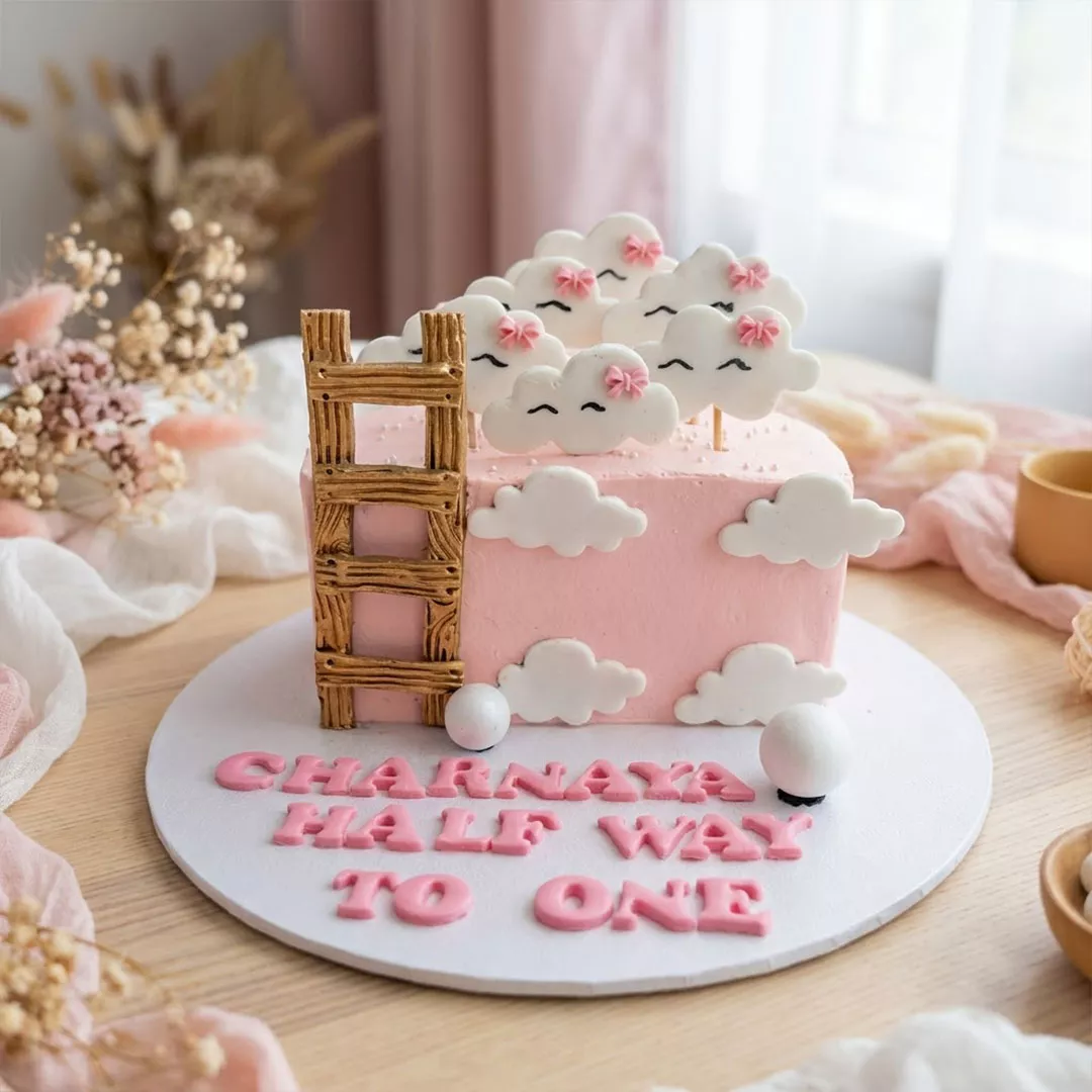 Dreamy Clouds Half Birthday Cake