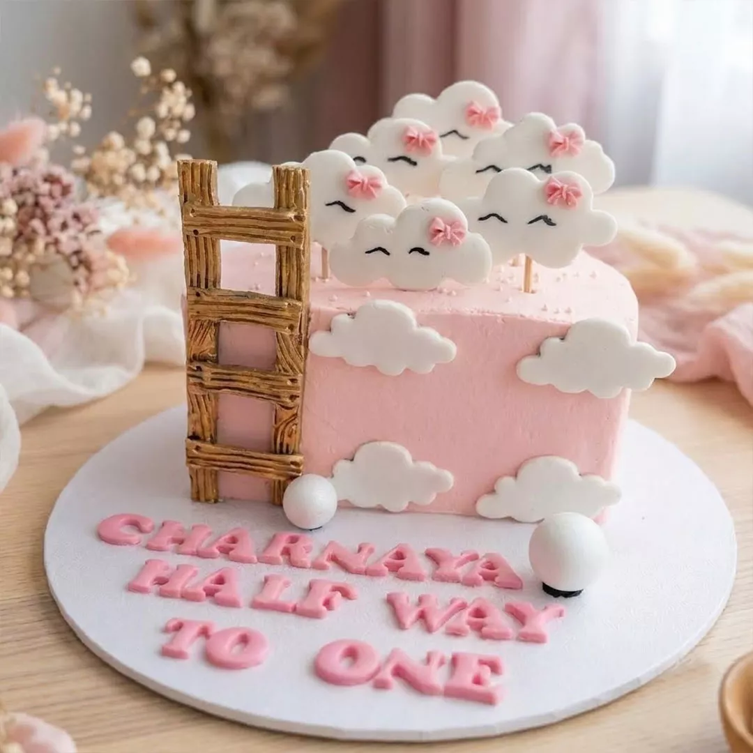 Dreamy Clouds Half Birthday Cake