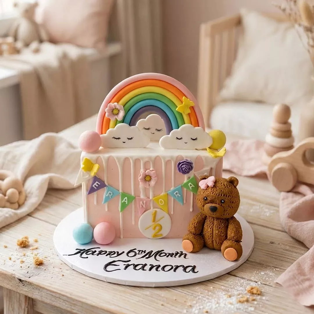 Rainbow Half Birthday Cake
