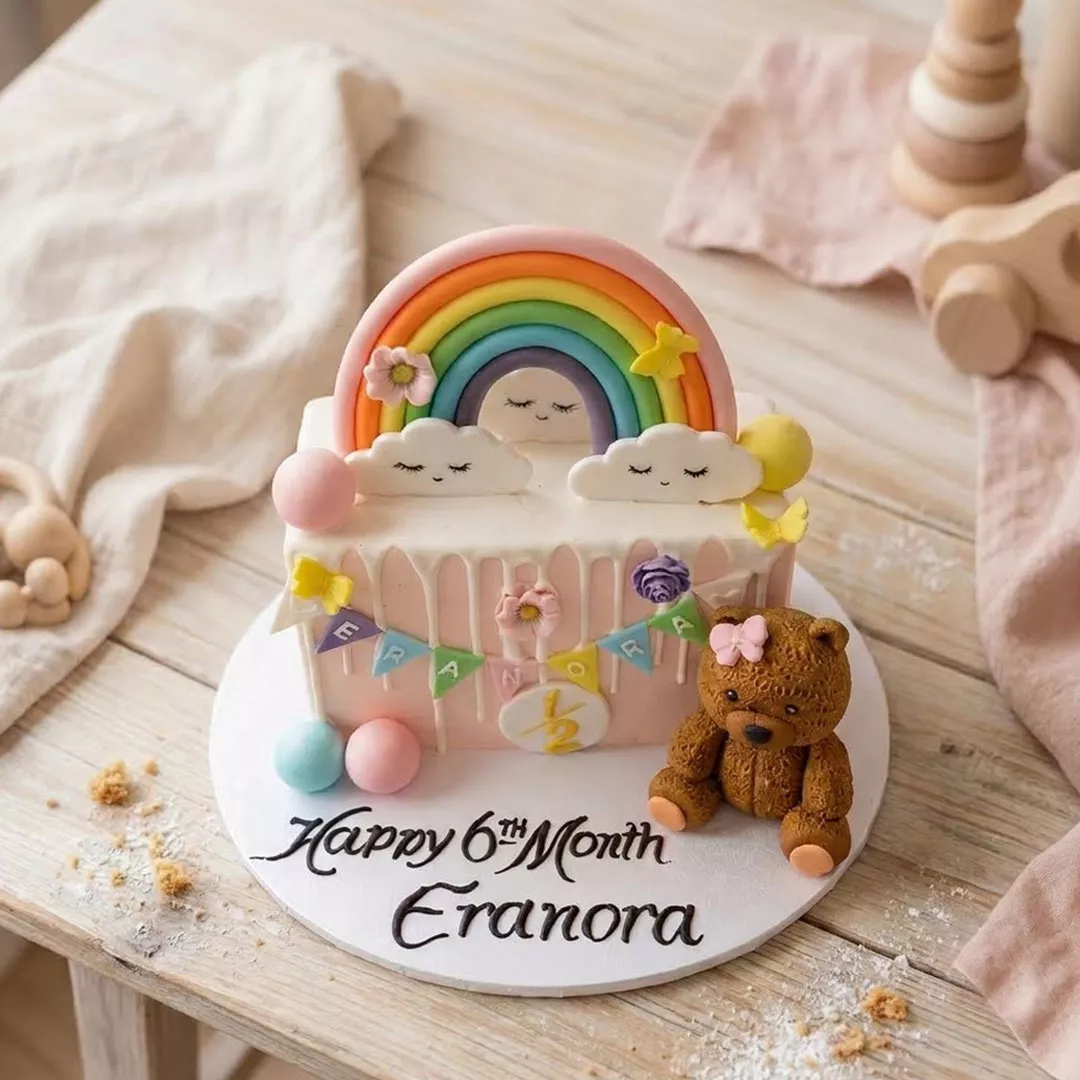 Rainbow Half Birthday Cake
