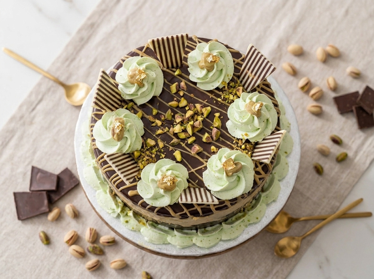 Chocolate kunafa cake